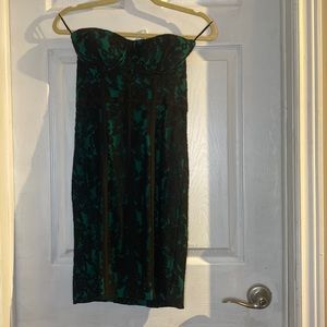 Guess green & black lace corset dress